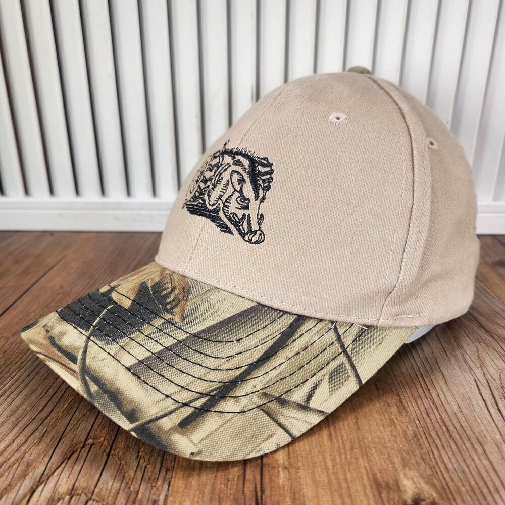 Mud Hog Hydraulic RWD Strapback Hat Cap Beige Green Camo Harvesting Brand Farmer